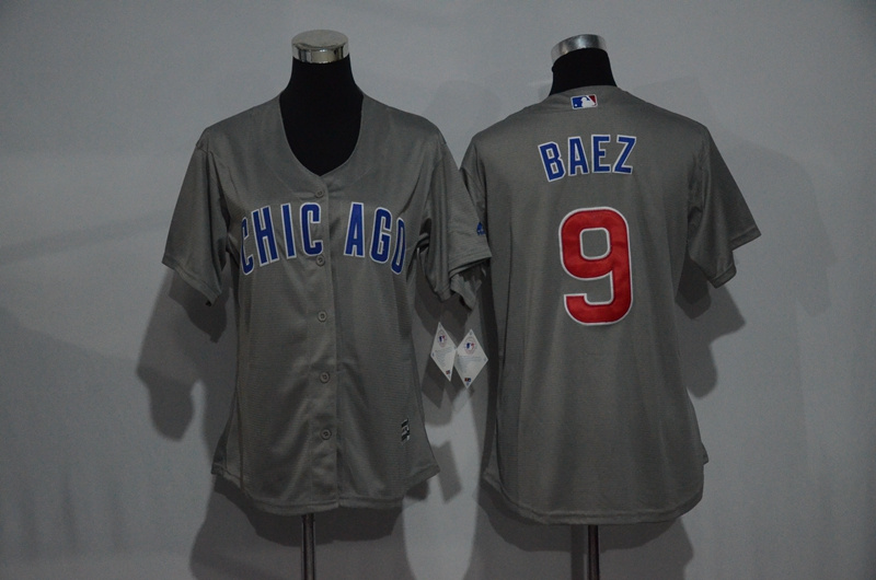 Womens 2017 MLB Chicago Cubs #9 Baez Grey Jerseys